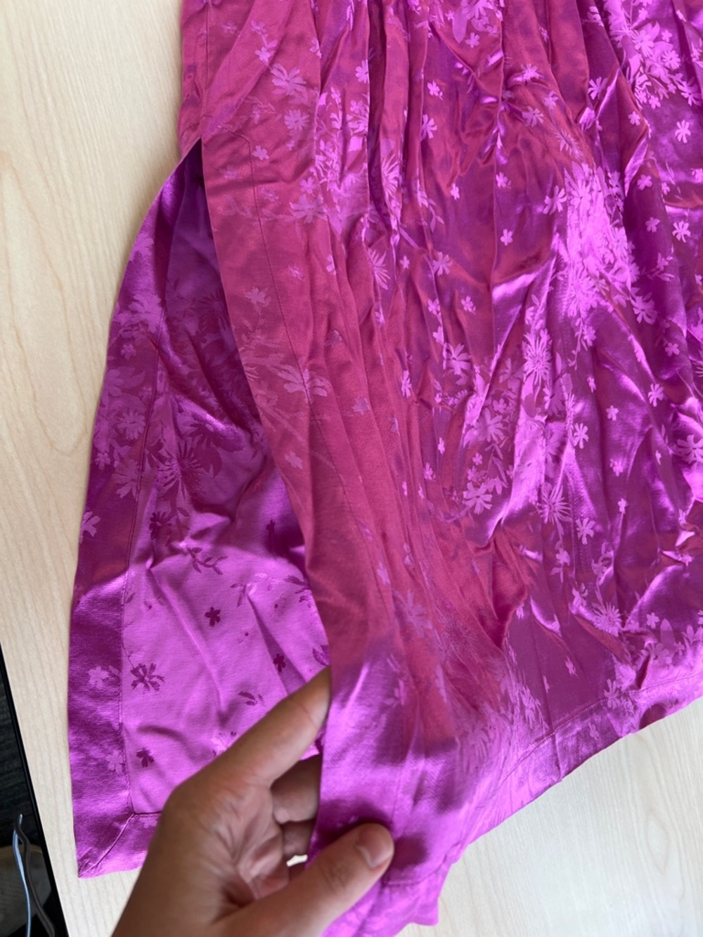 SABINA MUSAYEV fuchsia satin jacquard floral print neck bow sleeveless dress S - Picture 14 of 16